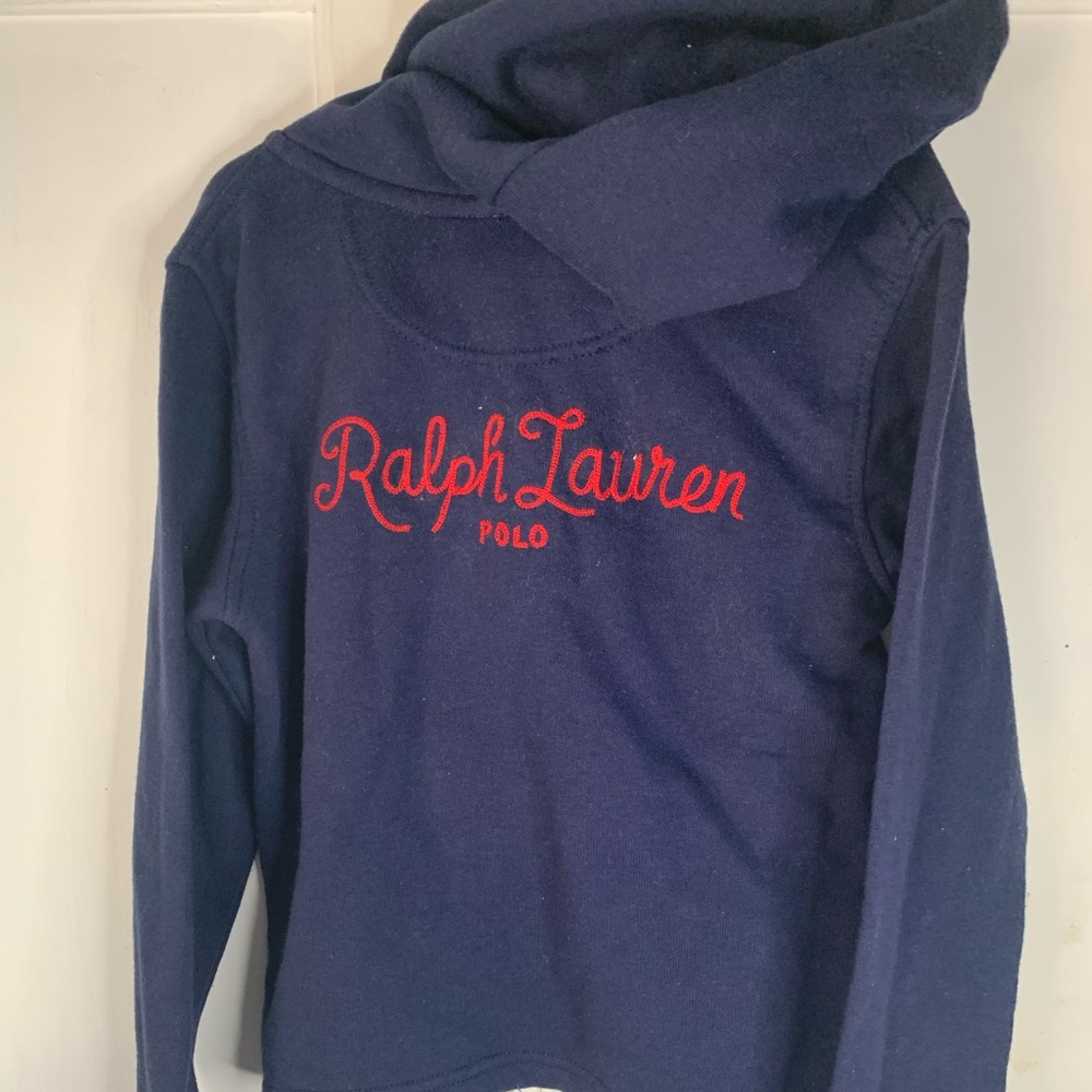 Polo Ralph Lauren kids Size 6 pullover hoodie. Ralph Lauren cursive script.